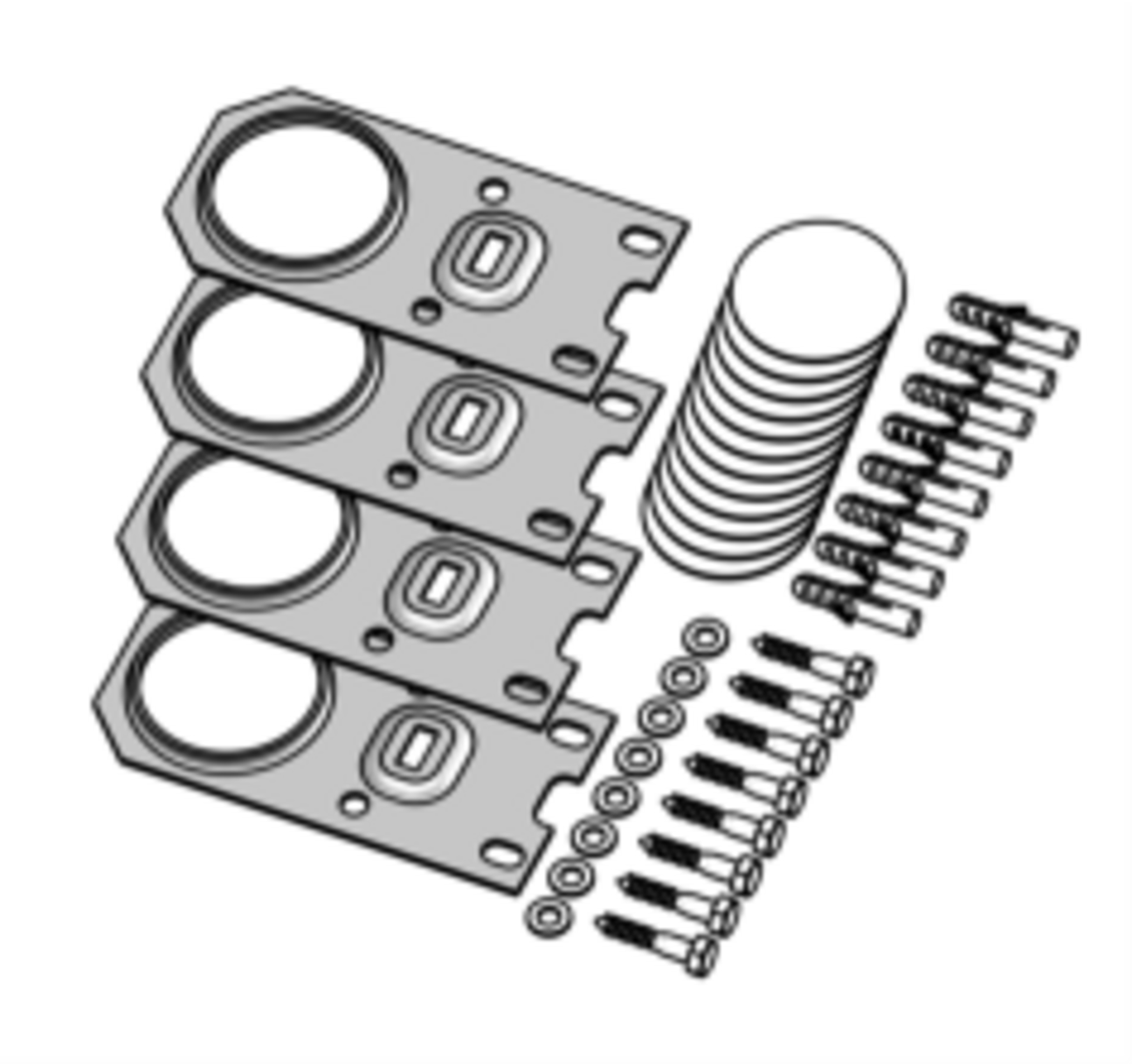 0573/1 - Bodenbefestigungssatz für 4 Wägezellen, verzinkt