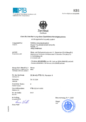 Anerkennung eines Qualitaetsmanagementsystems