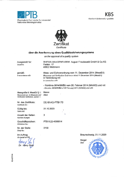 Anerkennung eines Qualitaetsmanagementsystems